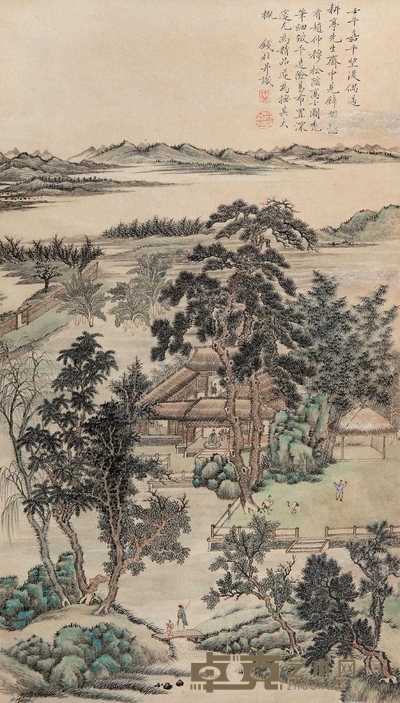 钱杜 1822年作 松荫高士图 立轴 63.5×36cm